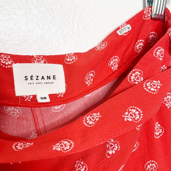 SEZANE Red Floral Eddy Trouser Pants sz 38 (US 6) - Picture 10 of 12